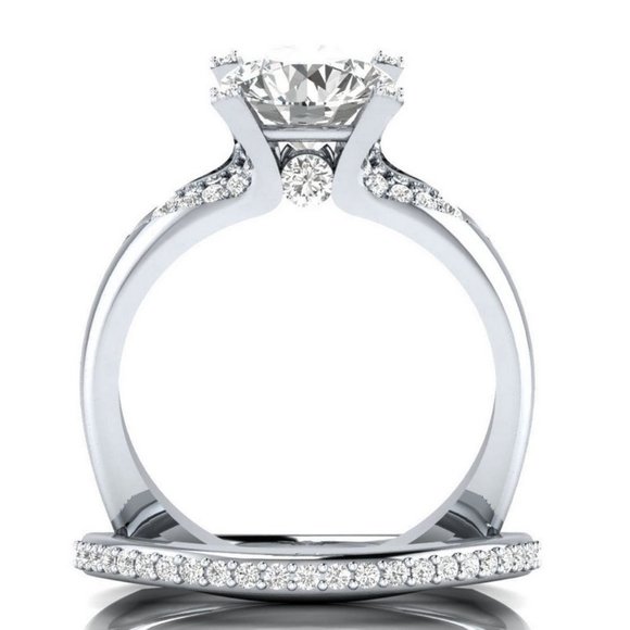 NEW 2PC/Set Round Diamond Engagement Ring 12 - Picture 4 of 5